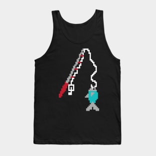 Boys Fishing Pixel Rod Fish Gamer Gaming Tank Top